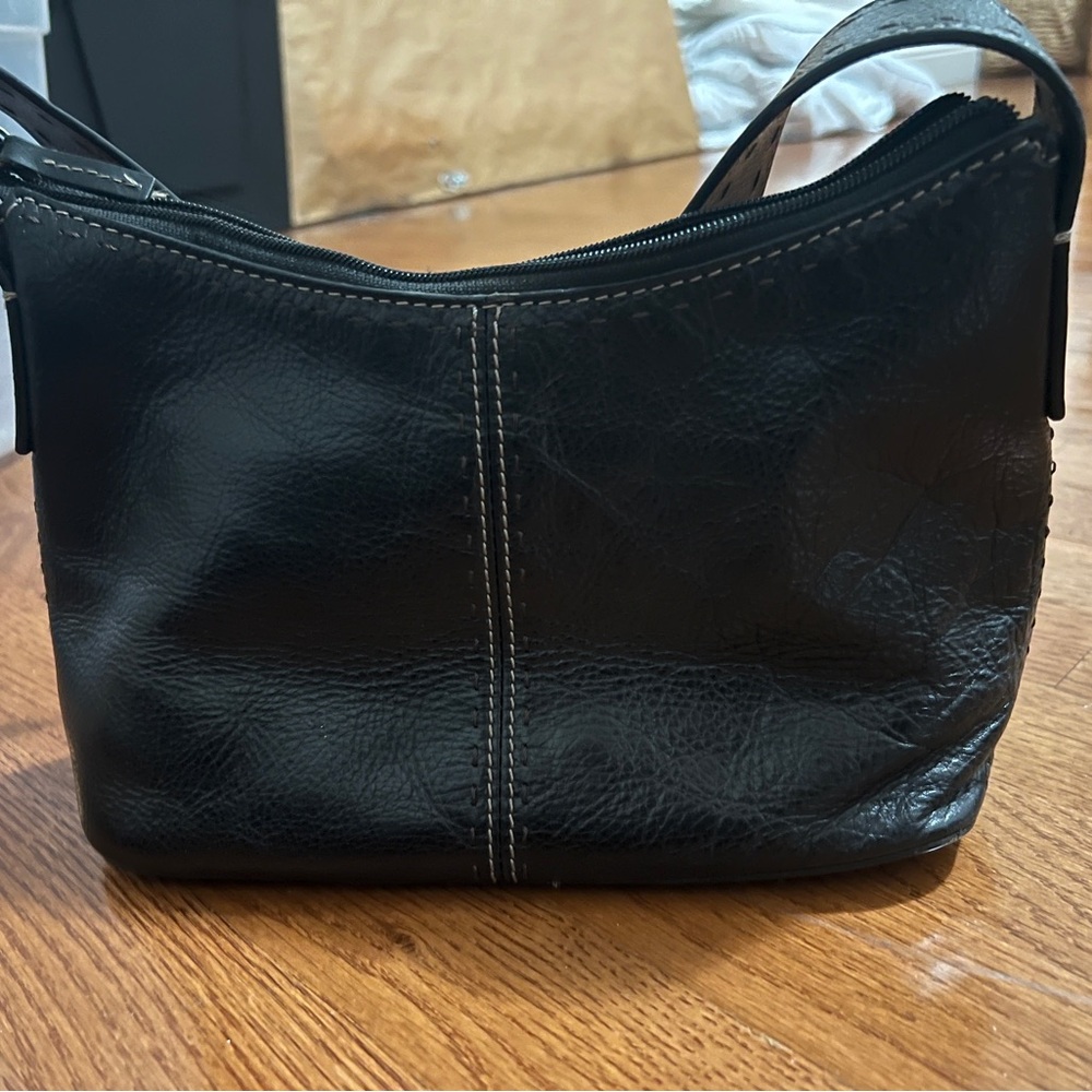 Fossil black used bag - white stitching